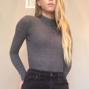 Topshop Grey Funnel Neck Top